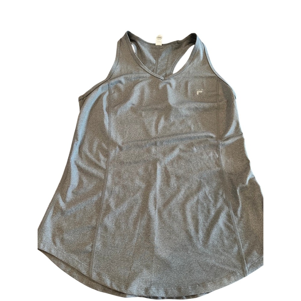 Fila Sport Mens Gray Heathered Racerback Athletic Tank‎ Top V-Neck Size M